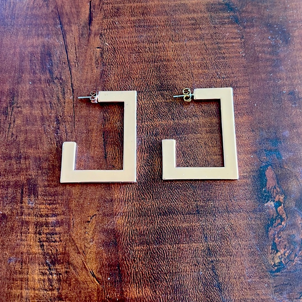 Luv AJ Rose Gold angular earrings